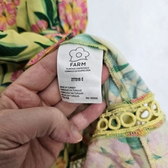 Farm Rio For Anthropologie Yellow Floral Ruffled Tank Button Front Top Large - Picture 6 of 11